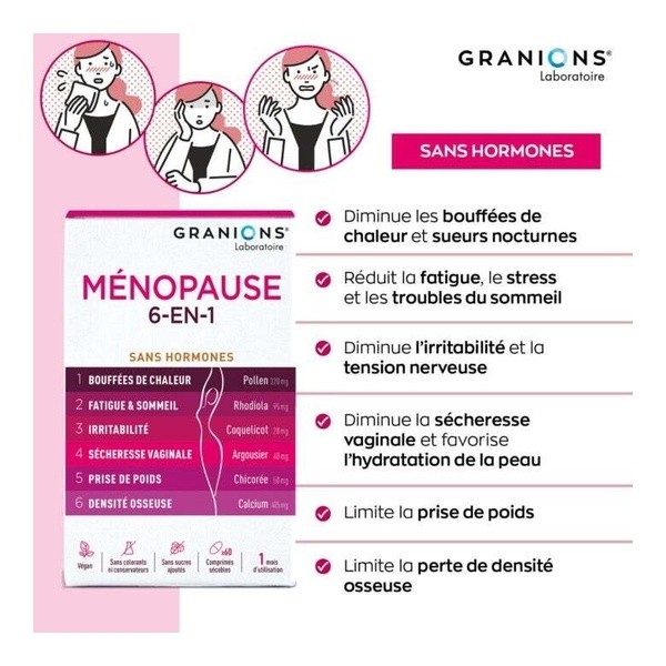 Granions Ménopause 6 en 1 comprimés