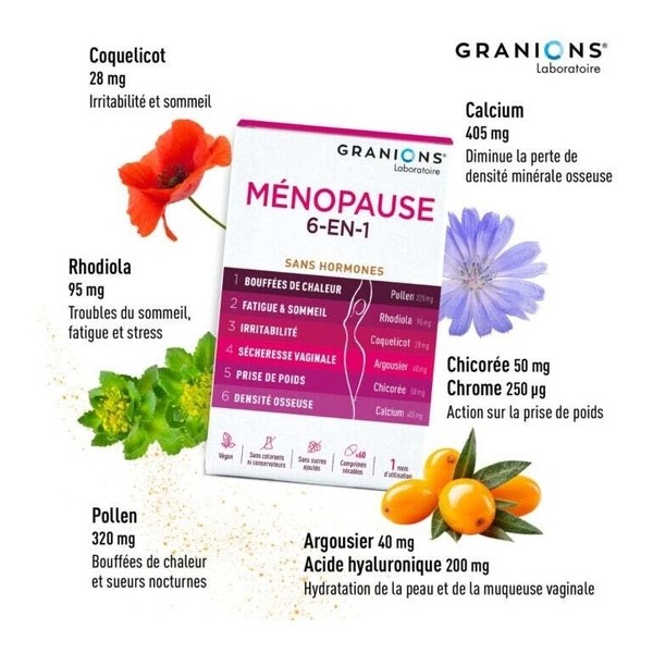 Granions Ménopause 6 en 1 comprimés