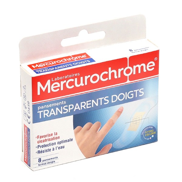 Mercurochrome pansements transparents doigts
