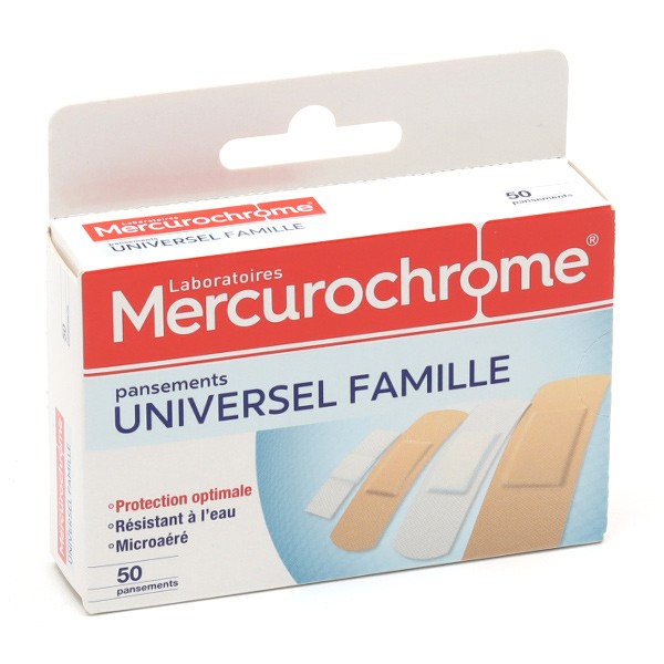 Mercurochrome Universel Famille pansements assortis