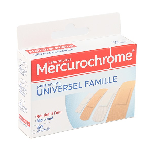 Mercurochrome Universel Famille pansements assortis
