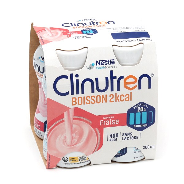Clinutren HP/HC+ boisson 2 kcal saveur fraise