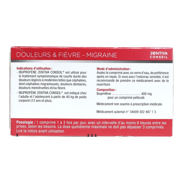 Ibuprofène 400 mg comprimés Zentiva