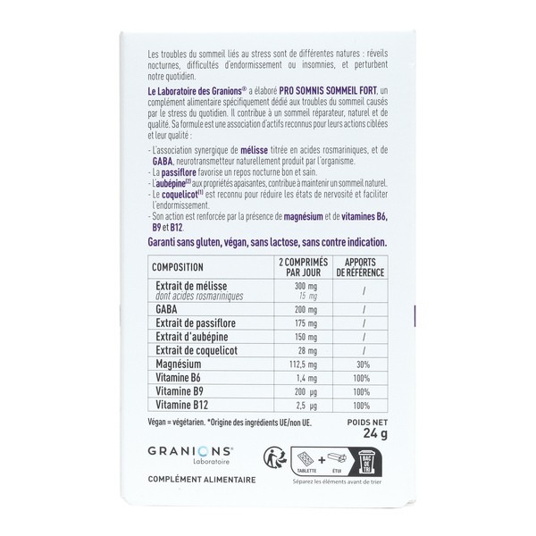 Granions Pro Somnis Sommeil fort comprimés
