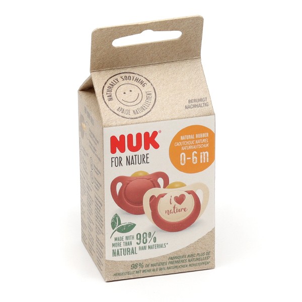 NUK Sucette For Nature latex 0-6 mois, vert lot de 4