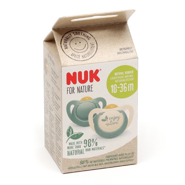 Nuk For Nature Sucette en caoutchouc naturel 18 - 36 mois - Tétine
