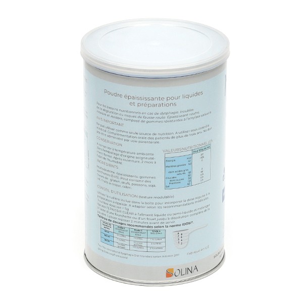 Nutrisis Epaissir Clear Poudre épaississante Déglutition Dysphagie