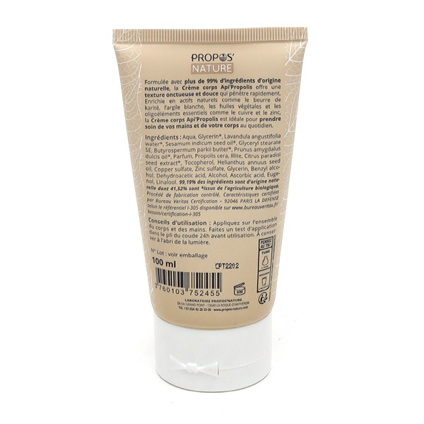 Propos Nature Api Propolis crème mains et corps Bio