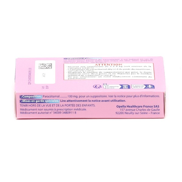 Doliprane suppositoire bébé - Suppo 100 mg paracétamol - Fièvre et ...