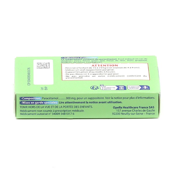 Doliprane 300 mg suppositoire enfant - Paracétamol - Douleur et fièvre