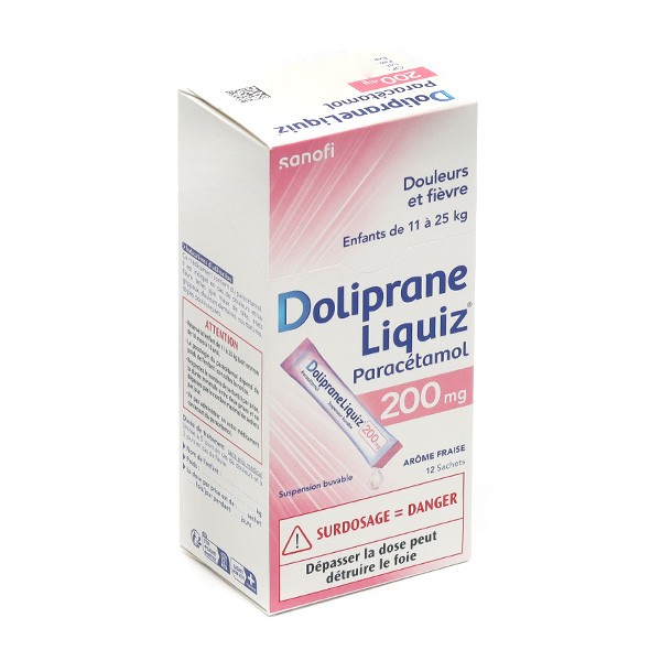 Doliprane Liquiz 200 mg sans sucre suspension buvable sachets