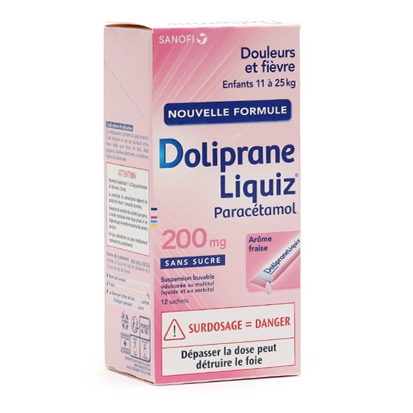 Doliprane Liquiz 200 mg sans sucre suspension buvable sachets