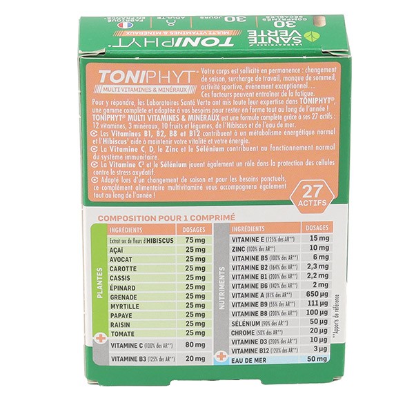 Santé Verte Toniphyt Multivitamines et minéraux comprimés