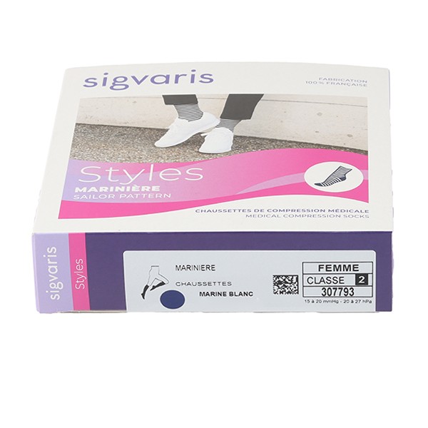 Sigvaris Styles Motifs Marinière Chaussettes de contention Femmes Classe 2