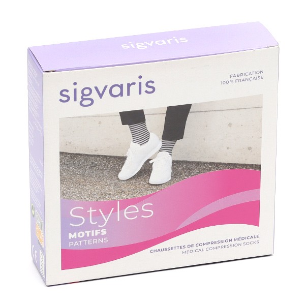 Sigvaris Styles Motifs Marinière Chaussettes de contention Femmes Classe 2