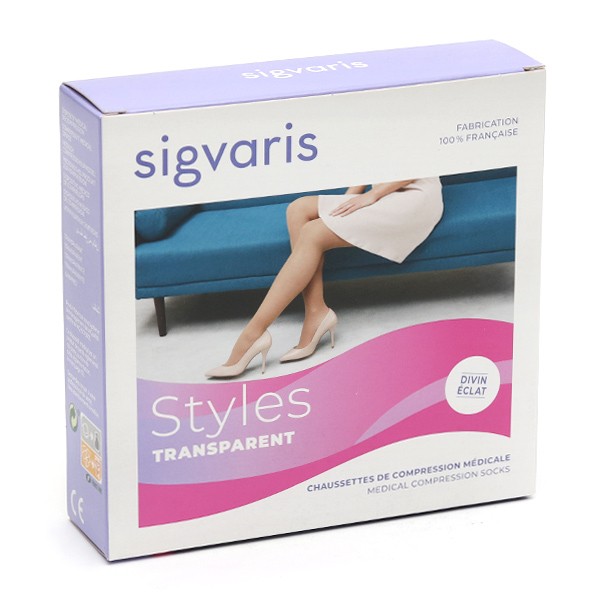 Sigvaris Styles Transparent Chaussettes de Contention Pieds Ouverts Femme Classe 2