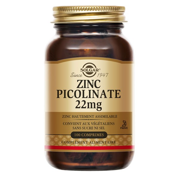 Solgar zinc picolinate 22 mg comprimés