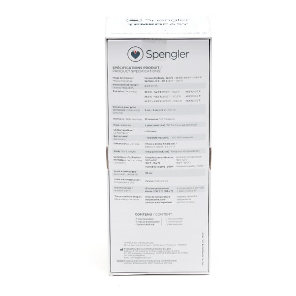 Thermomètre sans contact infrarouge Tempo Easy Spengler