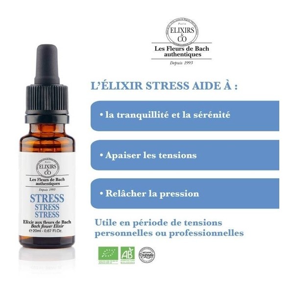 Elixirs and Co Fleurs de Bach Stress gouttes Bio