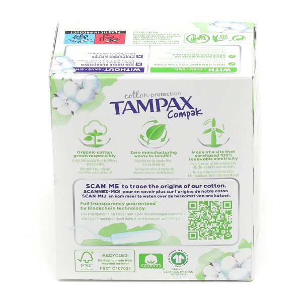 Tampax Cotton Protection Super tampons x14 Coton biologique