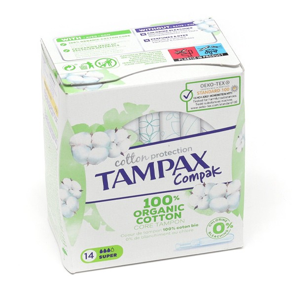 banda ayuda sol Tampax Cotton Protection Super tampons x14 - Coton biologique