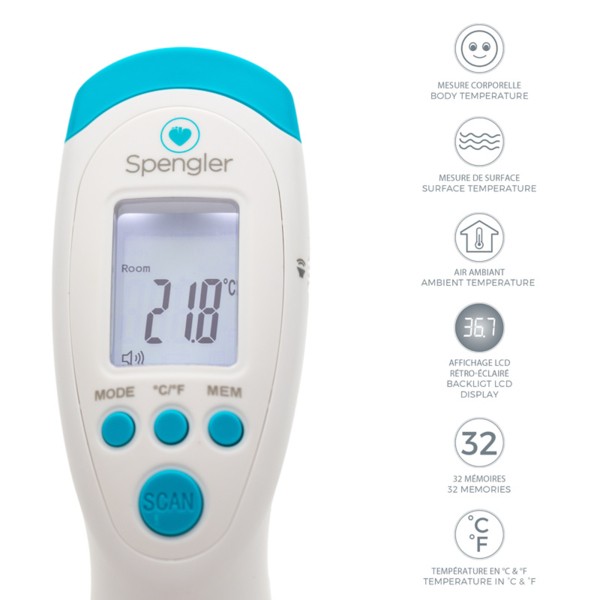Thermomètre Frontal Infrarouge médicale Thermometre sans Contact pour Adulte  Enfant bébé, Affichage LCD Mode avec indicateurs