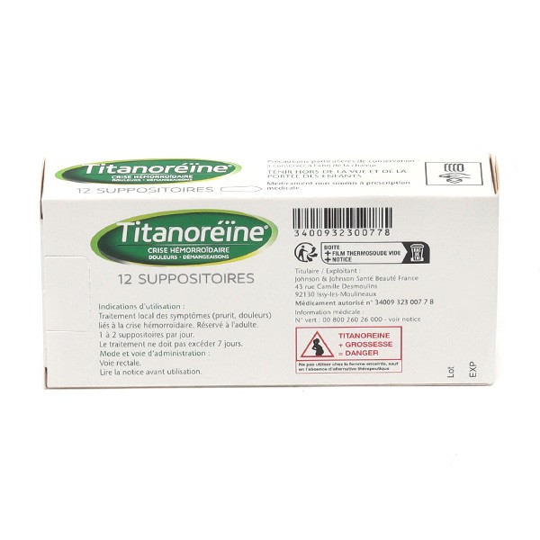 Titanoréine suppositoire hémorroide - Médicament crise hémorroïdaire
