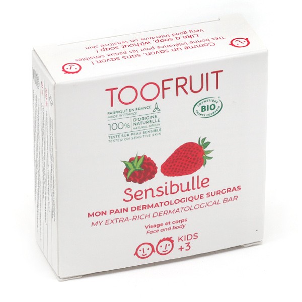 Toofruit Sensibulle pain dermatologique fraise-framboise Bio