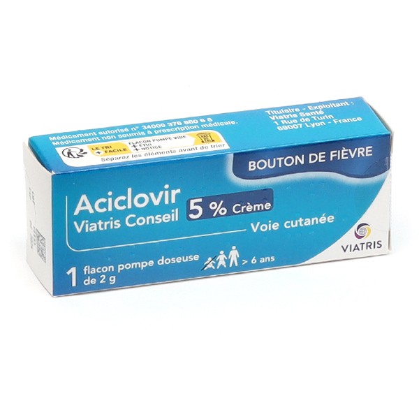 Aciclovir Viatris 5 % crème flacon pompe 2 g