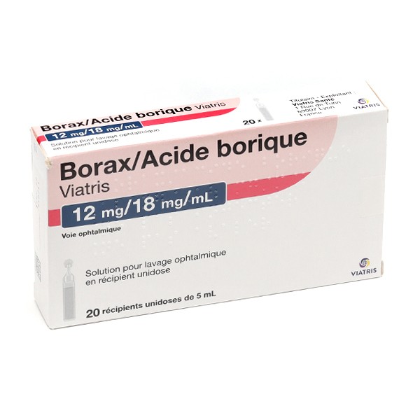 Borax Acide borique Viatris unidose - Lavage oculaire, yeux irrités