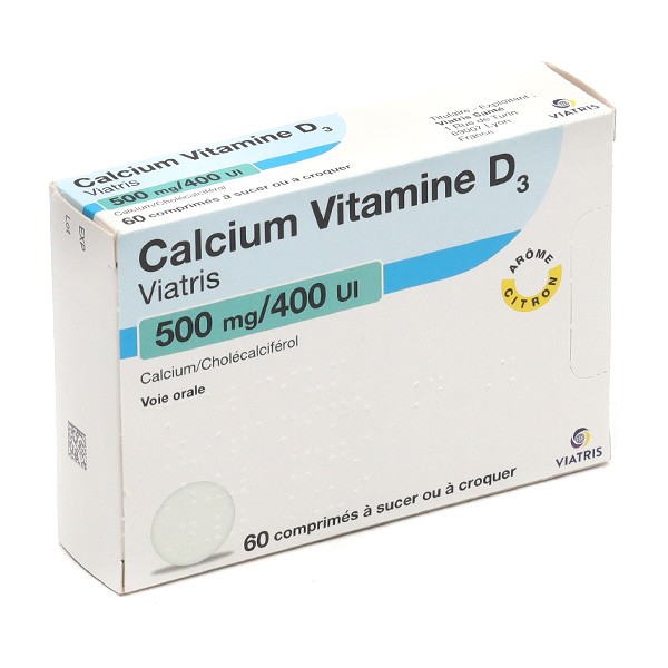 Calcium Vitamine D3 500 mg/400 UI à croquer Viatris