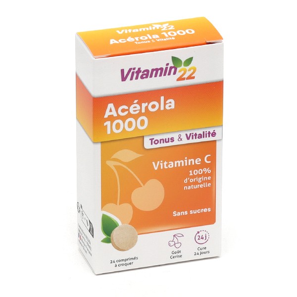 Vitamin'22 Acerola 1000 Vitamine C comprimés à croquer