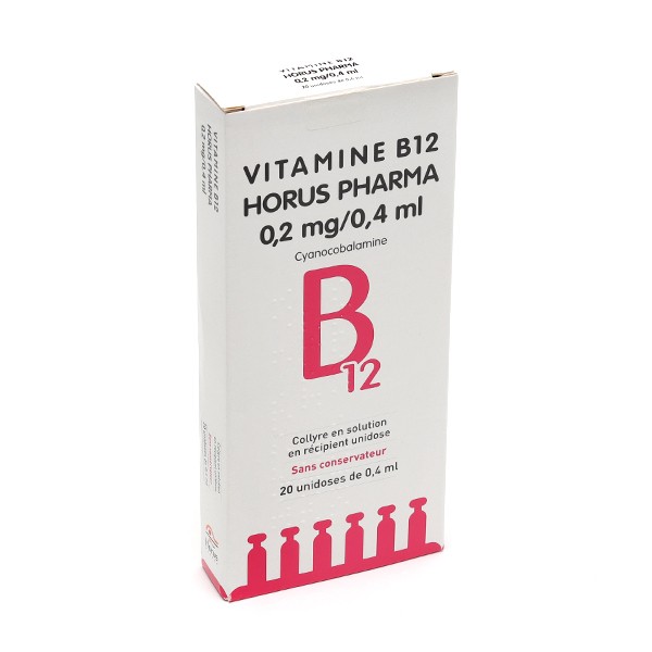 Vitamine B12 Horus Pharma 0,2 mg/0,4 ml collyre unidoses