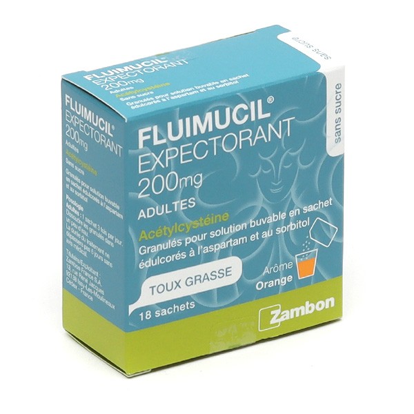 Fluimucil Expectorant 200 mg sachet sans sucre Adulte