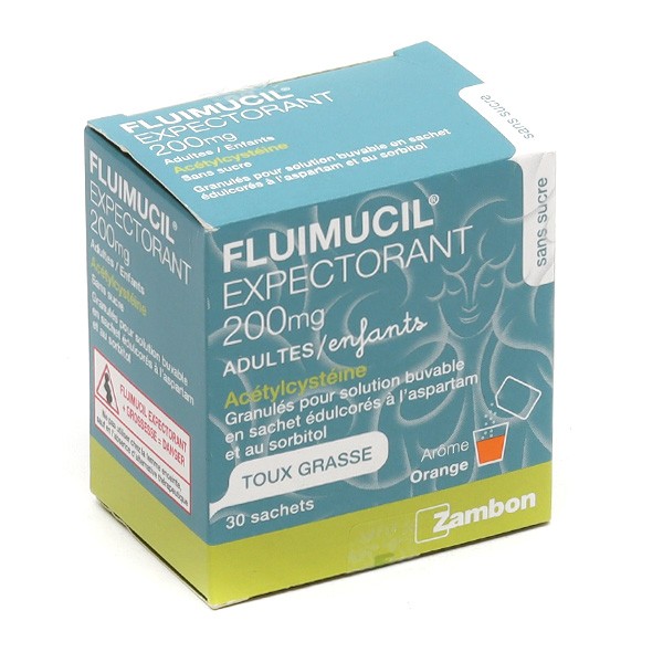 Fluimucil expectorant 200 mg sans sucre sachets