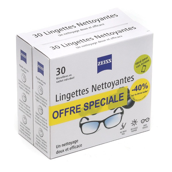 Lingettes nettoyantes pour lunettes Zeiss - lingettes microfibres