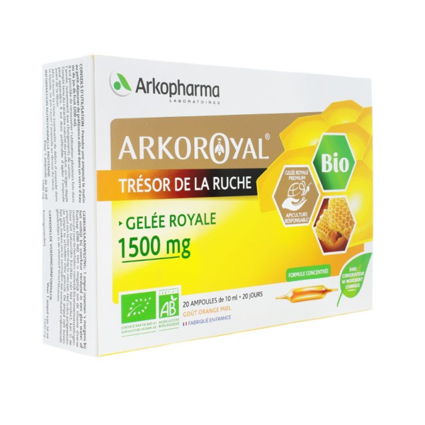Arkoroyal gelée royale Bio 1500 mg ampoules