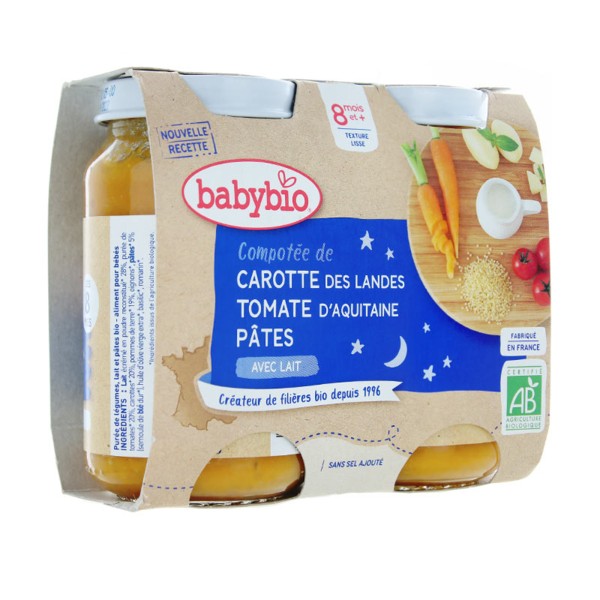 Babybio Bonne Nuit Petit pot Carotte Tomate Pâtes