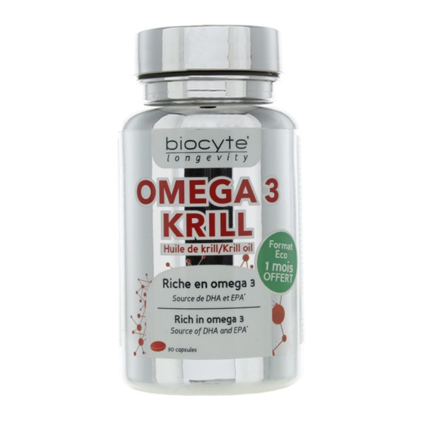 Biocyte omega 3 krill capsules apporte des acides gras DHA et EPA