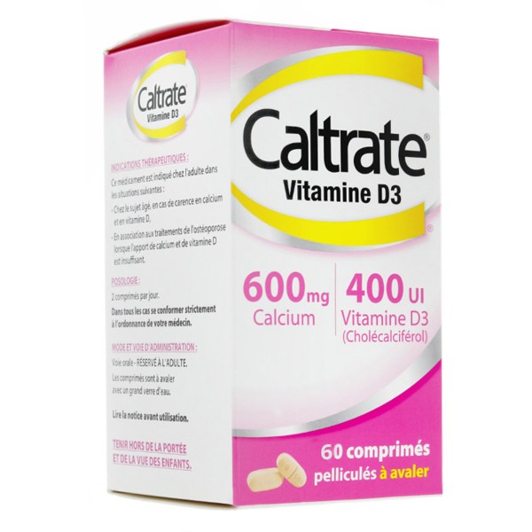 Caltrate Vitamine D3 600 mg/400 UI comprimés à avaler Carences en calcium