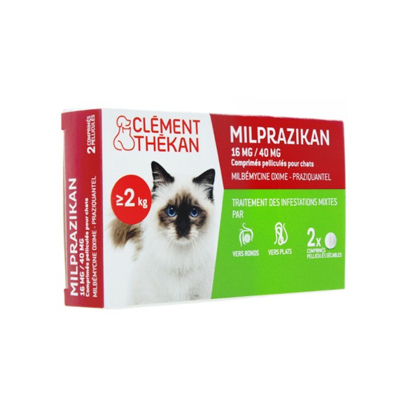 Clément Thékan Milprazikan 16 mg/ 40 mg pour chat comprimés