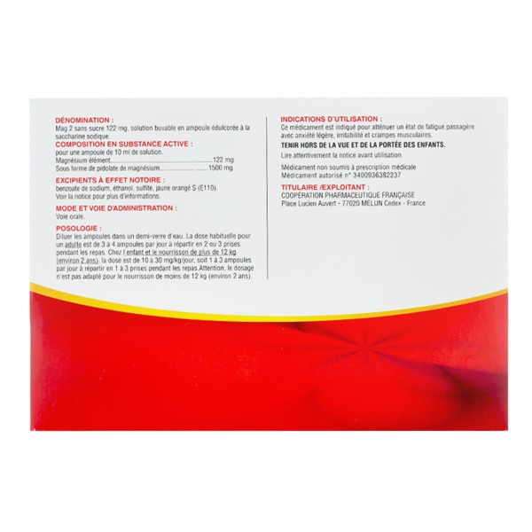 Mag 2 magnésium en ampoules Crampes Fatigue Nervosité