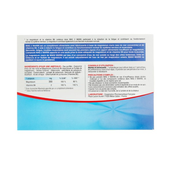 Mag 2 Marin 30 ampoules Magnésium contre la fatigue