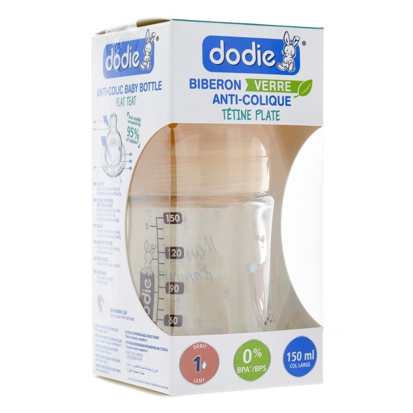 Dodie - Sensation+ Biberon Anti Colique 0-6 mois Tétine Plate 150ml