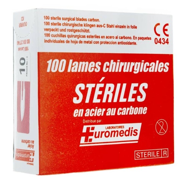 Surgiclass Lot de 100 lames de scalpel chirurgicale taille 12 pour support n°3 Acier au carbone