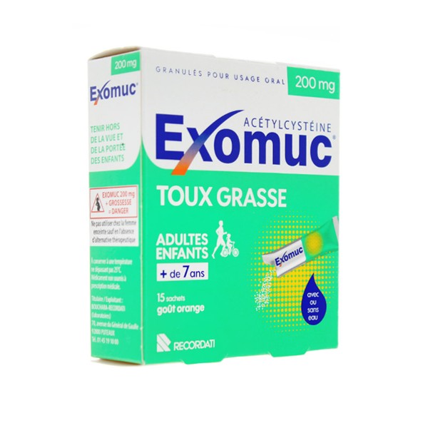 Exomuc 200 mg granulés sans eau sachets