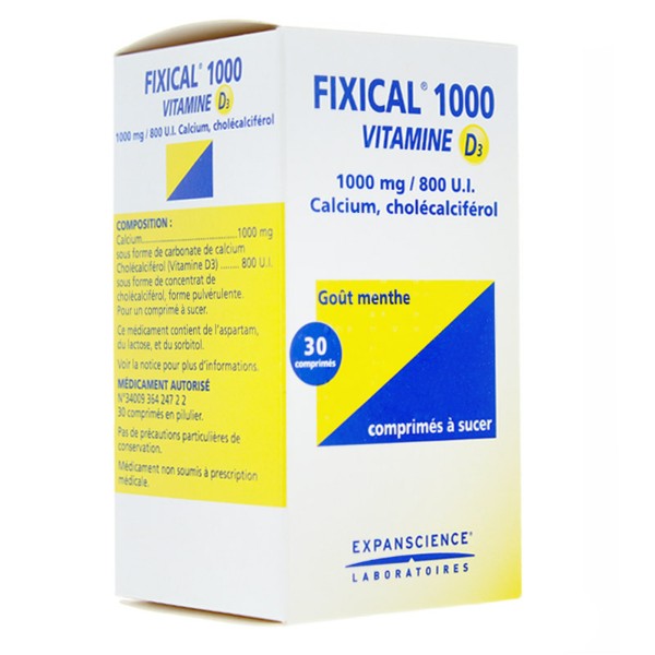 Fixical 1000 Vitamine D3 1000mg/800 UI comprimés