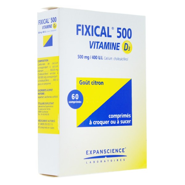 Fixical 500 Vitamine D3 500mg/400 UI comprimé