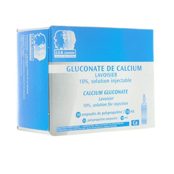 Gluconate de calcium 10% solution injectable ampoules