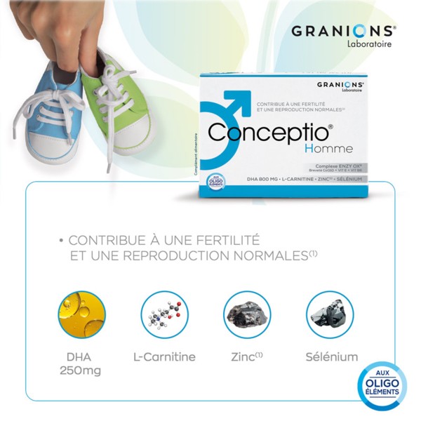 Granions Conceptio Homme - Fertilité & Reproduction Normales - 90 capsules  + 30 sachets